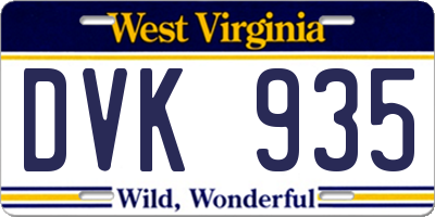 WV license plate DVK935