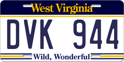 WV license plate DVK944