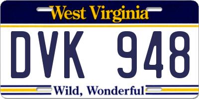 WV license plate DVK948