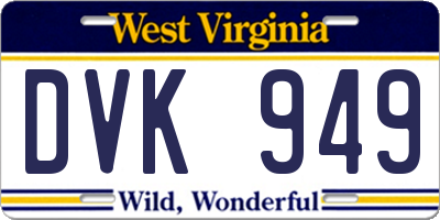 WV license plate DVK949