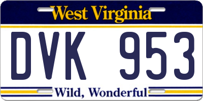 WV license plate DVK953