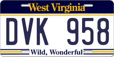 WV license plate DVK958