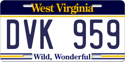 WV license plate DVK959