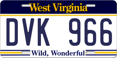 WV license plate DVK966