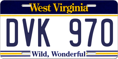 WV license plate DVK970