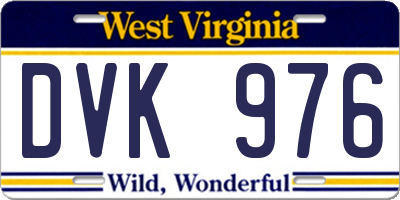 WV license plate DVK976