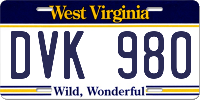 WV license plate DVK980