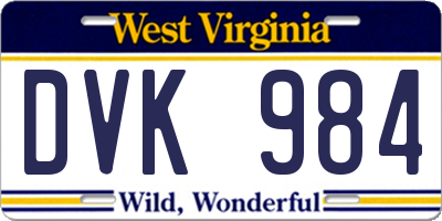 WV license plate DVK984