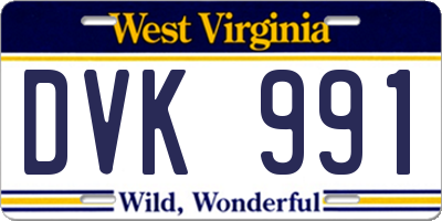 WV license plate DVK991