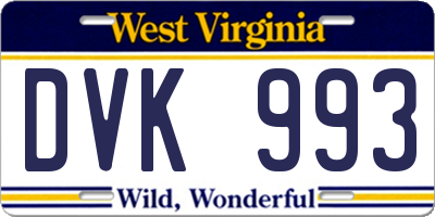 WV license plate DVK993