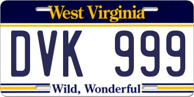 WV license plate DVK999