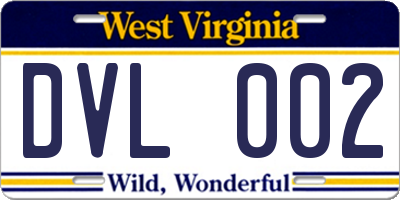 WV license plate DVL002