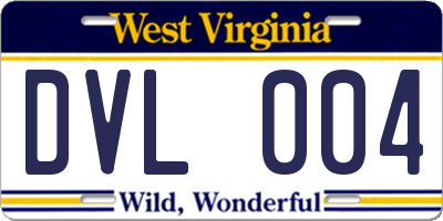 WV license plate DVL004