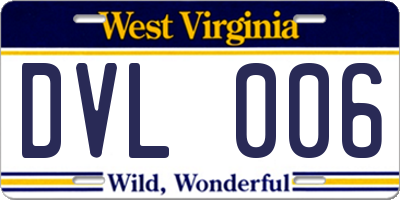WV license plate DVL006