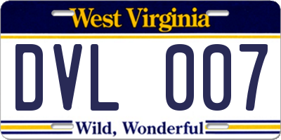 WV license plate DVL007