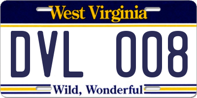 WV license plate DVL008