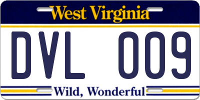 WV license plate DVL009
