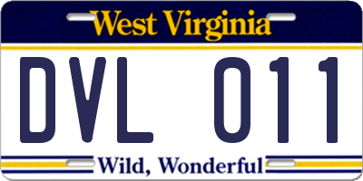 WV license plate DVL011