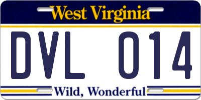 WV license plate DVL014
