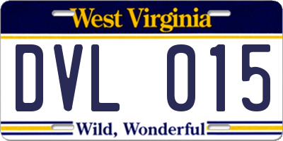 WV license plate DVL015