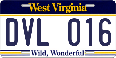 WV license plate DVL016