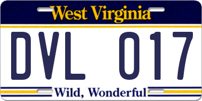 WV license plate DVL017