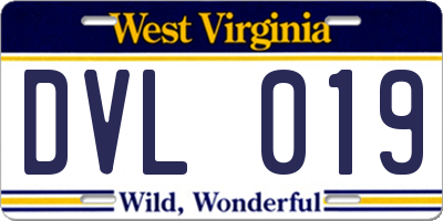 WV license plate DVL019