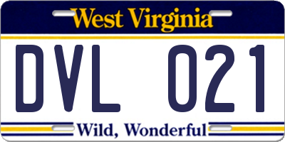 WV license plate DVL021