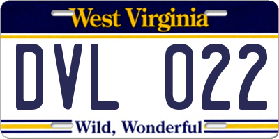 WV license plate DVL022