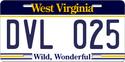 WV license plate DVL025