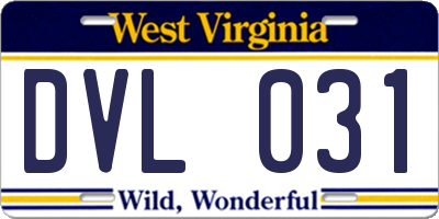 WV license plate DVL031