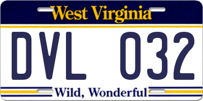WV license plate DVL032