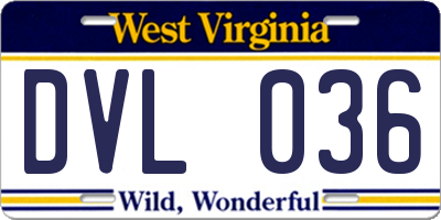 WV license plate DVL036