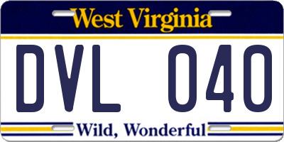 WV license plate DVL040