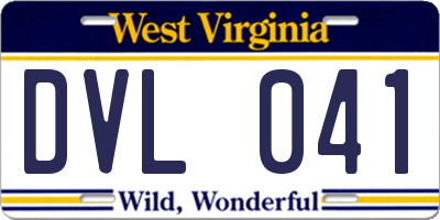 WV license plate DVL041
