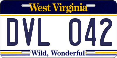 WV license plate DVL042