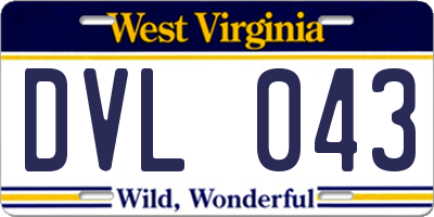 WV license plate DVL043