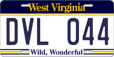 WV license plate DVL044