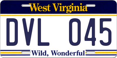WV license plate DVL045