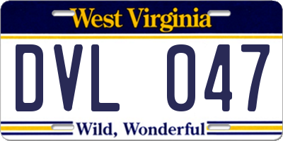 WV license plate DVL047