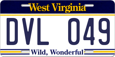 WV license plate DVL049