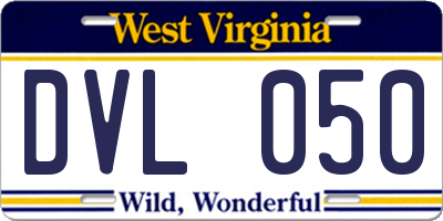 WV license plate DVL050