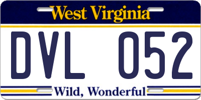 WV license plate DVL052