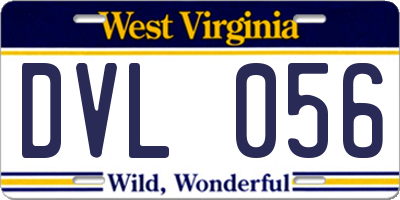 WV license plate DVL056