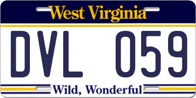 WV license plate DVL059