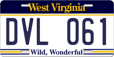WV license plate DVL061