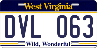 WV license plate DVL063