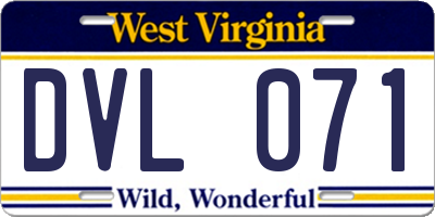 WV license plate DVL071