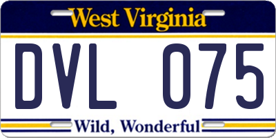 WV license plate DVL075