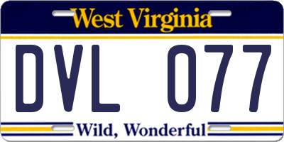 WV license plate DVL077